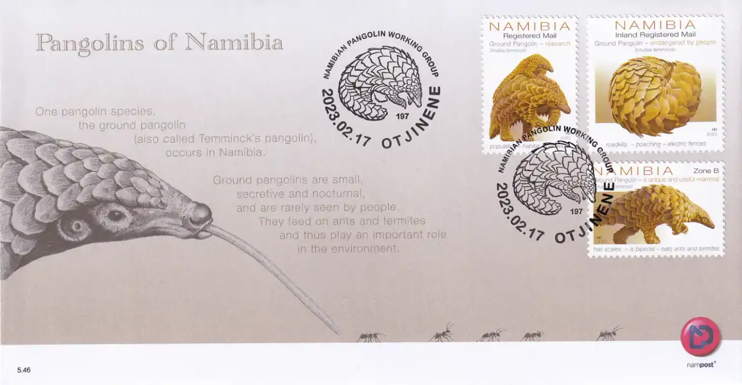 Namibia 2023 Fauna - Ground Pangolin - Smutsia temminckii. FDC Namibia 2023 Fauna - Ground Pangolin - Smutsia temminckii. FDC