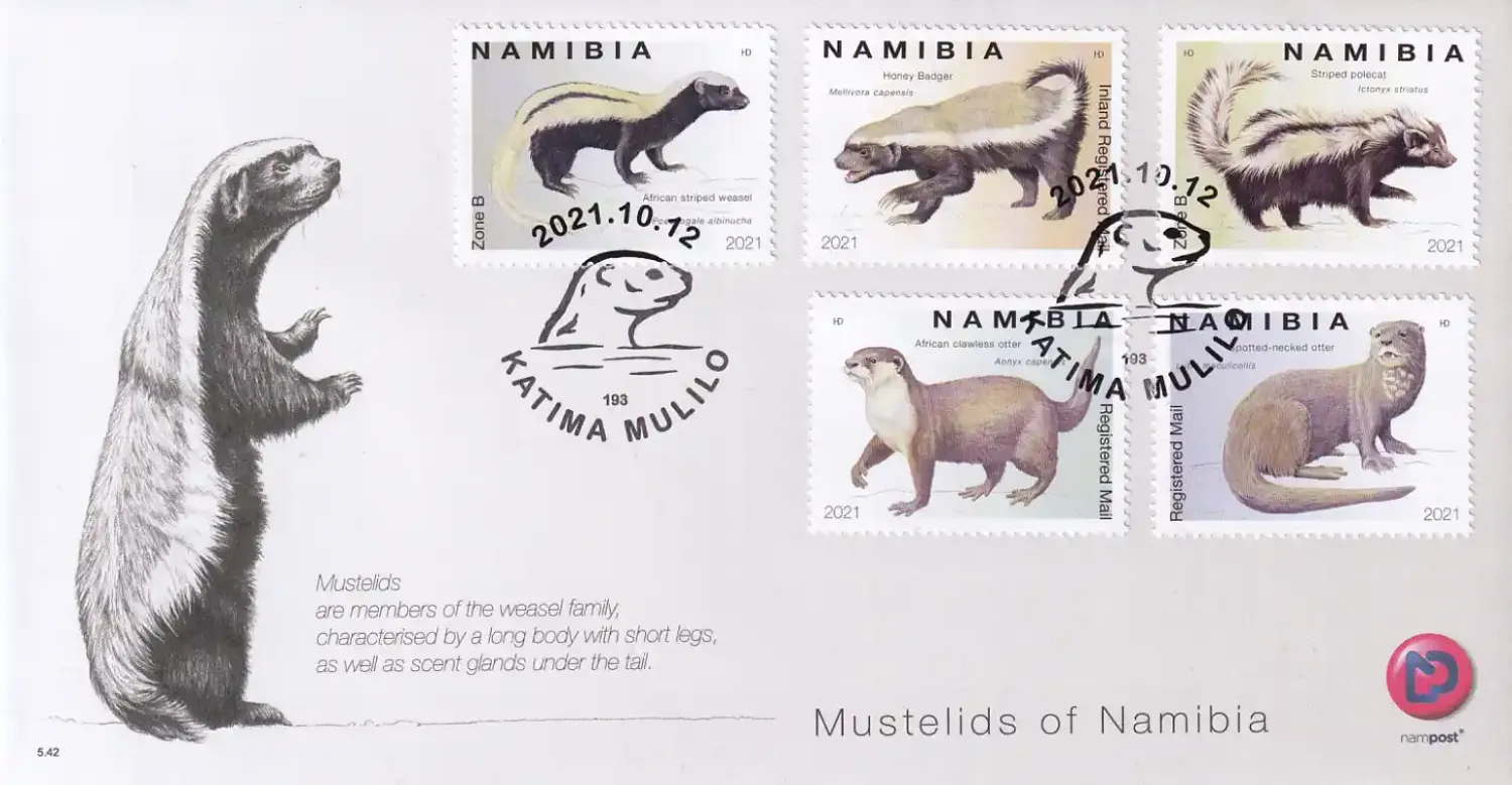 Namibia 2021 Fauna - Mustelids. FDC Namibia 2021 Fauna - Mustelids. FDC