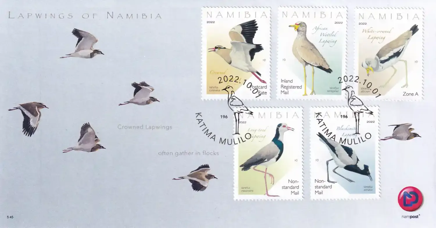 Namibia 2022 Birds - Lapwings of Namibia. FDC Namibia 2022 Birds - Lapwings of Namibia. FDC