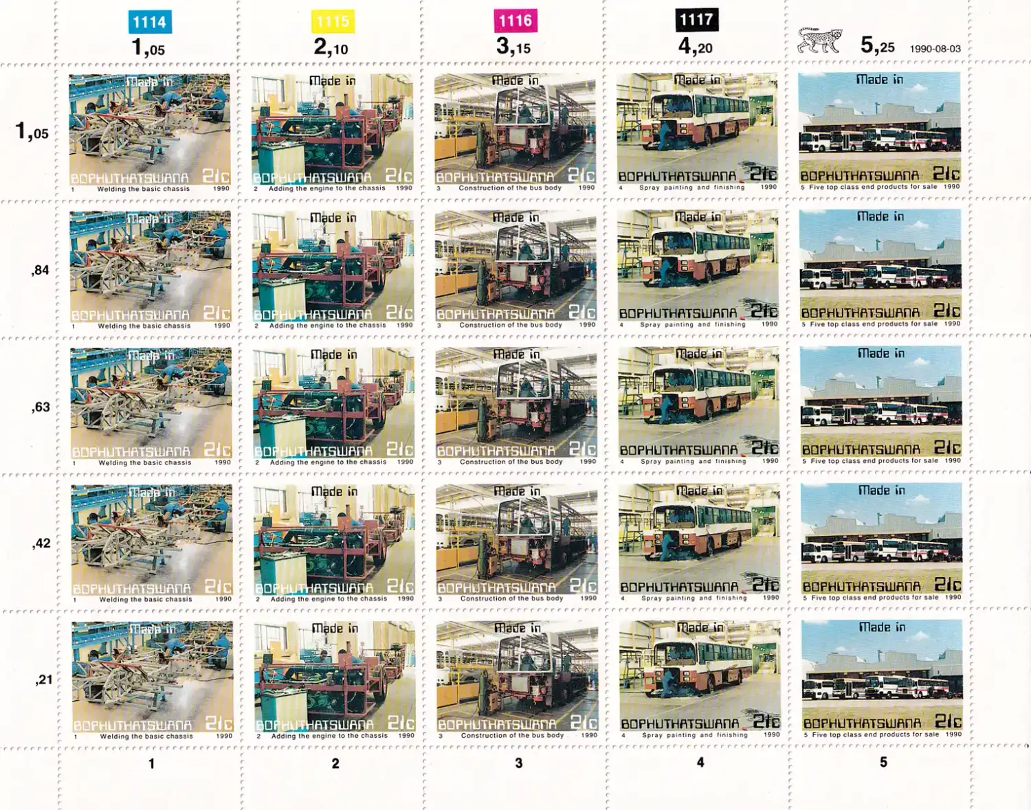 Bophuthatswana 1990 Industries (Full Sheet). MNH(**) Bophuthatswana 1990 Industries (Full Sheet). MNH(**)