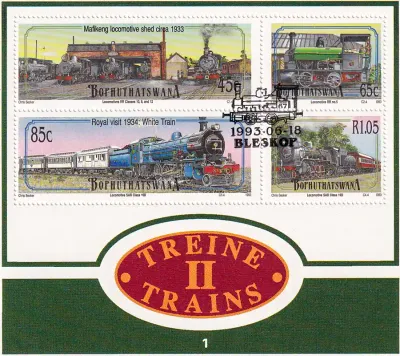 Bophuthatswana 1993 Steam Locomotives. Railways.CTO, NH(**) Bophuthatswana 1993 Steam Locomotives. Railways.CTO, NH(**)