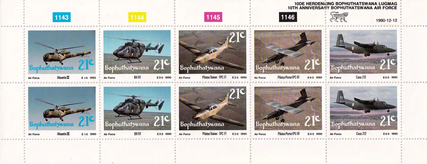 Bophuthatswana 1990 Air Force (Full Sheet). MNH(**) Bophuthatswana 1990 Air Force (Full Sheet). MNH(**)