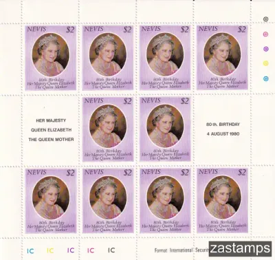 Nevis 1980 Queen Mother 80th Birthday (ss/v10)-MNH(**) Nevis 1980 Queen Mother 80th Birthday (ss/v10)-MNH(**)
