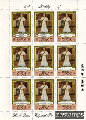 Turks And Caicos Islands 1980 Queen Mother 80th Birthday (ss/v9)-MNH(**) Turks And Caicos Islands 1980 Queen Mother 80th Birthday (ss/v9)-MNH(**)