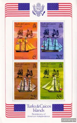 Turks &amp; Caicos Islands 1976 The 200th Anniv of the American Revolution. Ships (ss/v4)-MNH(**)