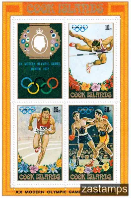 Cook Islands 1972 Olympic Games - Munich, Germany (ss/v4) -MNH(**) Cook Islands 1972 Olympic Games - Munich, Germany (ss/v4) -MNH(**)