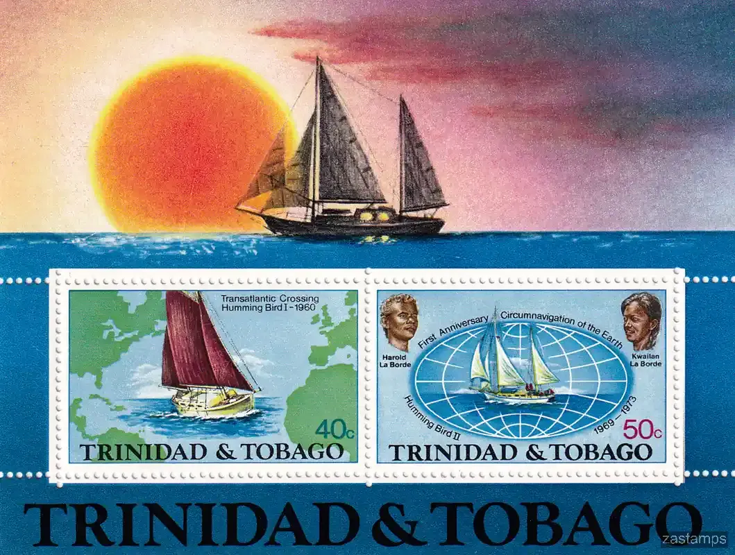 Trinidad & Tobago 1974 Circumnavigation of the "Humming Bird", Ship (ss/v2)-MNH(**) Trinidad & Tobago 1974 Circumnavigation of the "Humming Bird", Ship (ss/v2)-MNH(**)