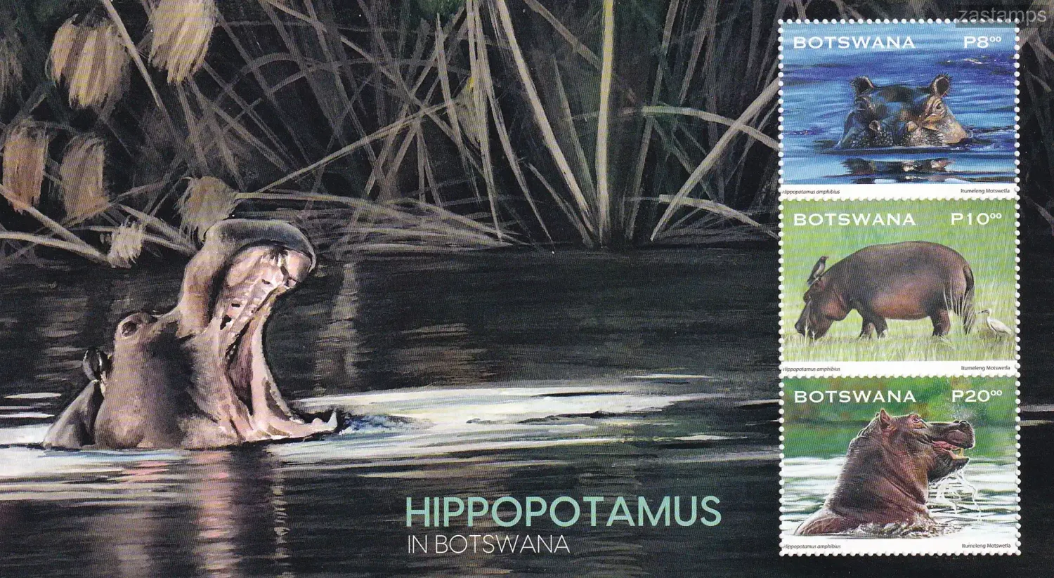 Botswana 2023 Hippopotamus. (ss/v3). MNH(**) Botswana 2023 Hippopotamus. (ss/v3). MNH(**)