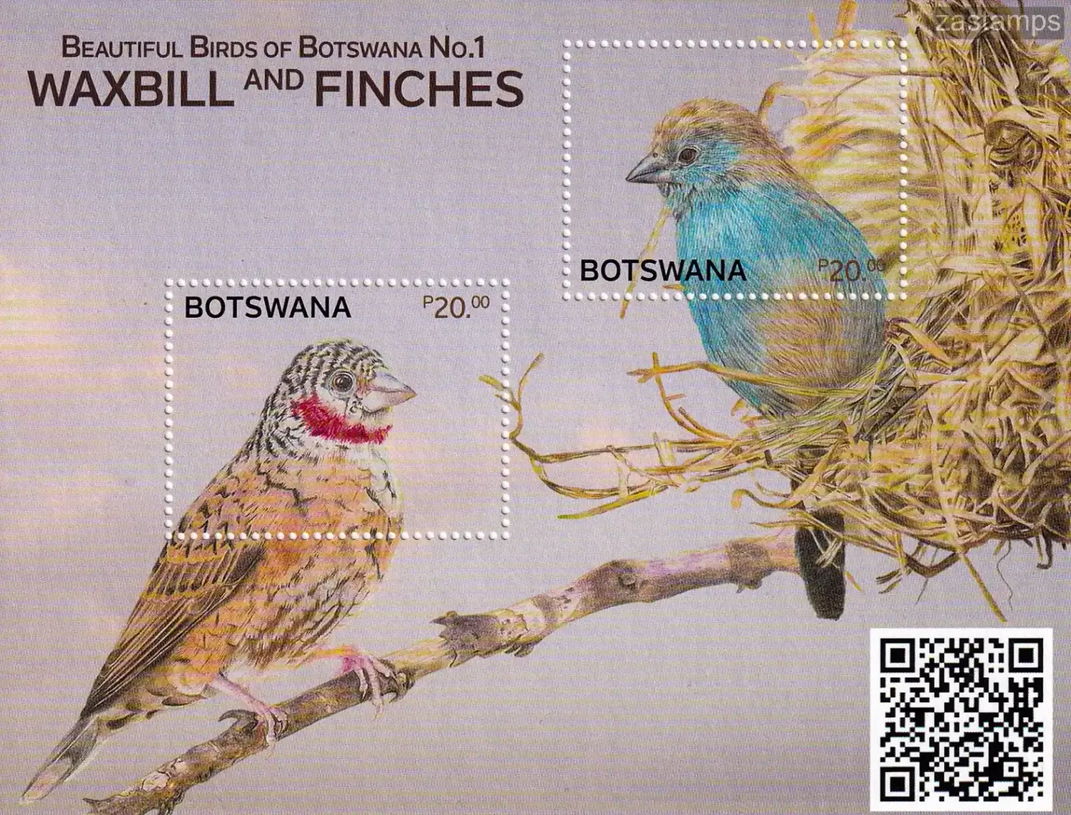 Botswana 2024 Waxbills and Finches #1. (ss/v2). MNH Botswana 2024 Waxbills and Finches #1. (ss/v2). MNH