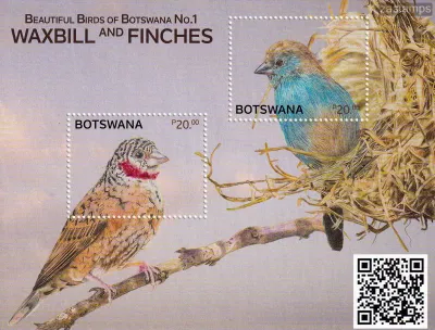 Botswana 2024 Waxbills and Finches. (ss/v2). MNH Botswana 2024 Waxbills and Finches. (ss/v2). MNH