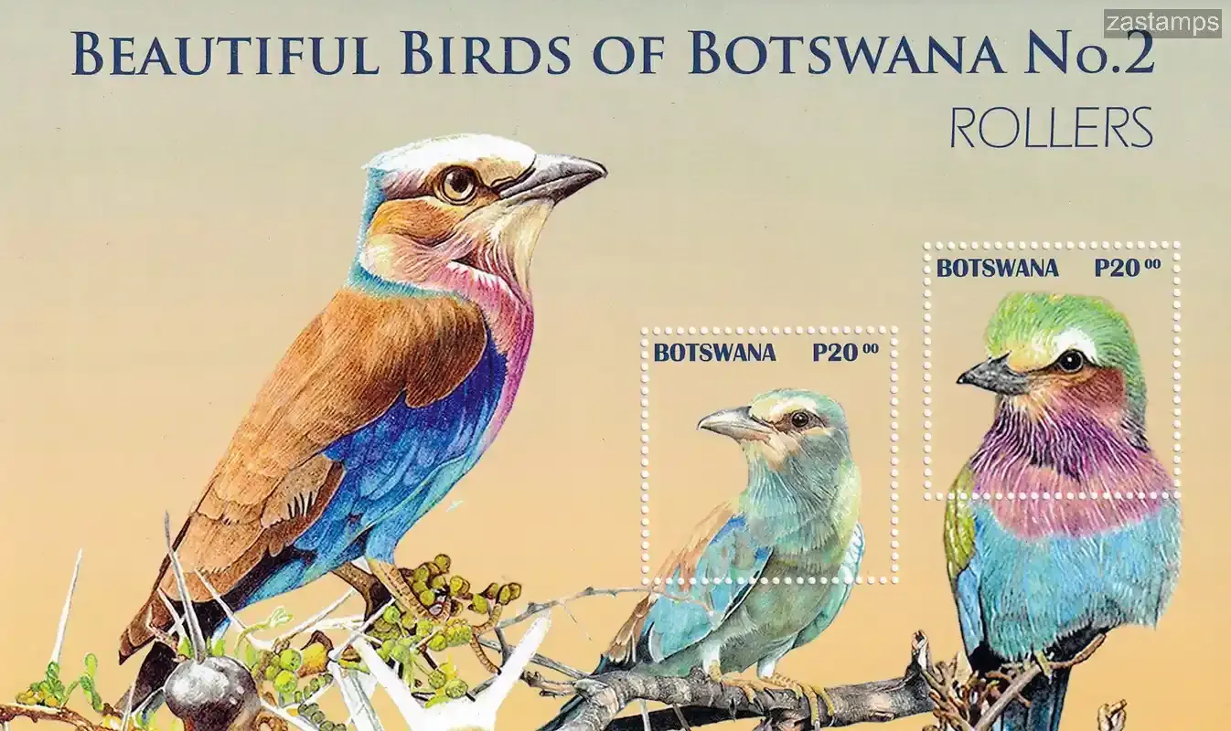 Botswana 2025 Birds Rollers #1. (ss/v2). MNH Botswana 2025 Birds Rollers #1. (ss/v2). MNH