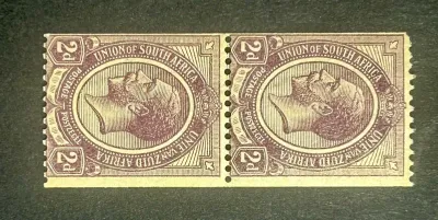South Africa 1913 KGV Kings Heads Coil stamps, 2d pair. Slightly miscut on the one side. MNH(**) South Africa 1913 KGV Kings Heads Coil stamps, 2d pair. Slightly miscut on the one side. MNH(**)
