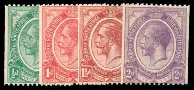 South Africa 1913 KGV Kings Heads Coil stamps, ½d to 2d, set of four values. SG 18-21, MNH(**) South Africa 1913 KGV Kings Heads Coil stamps, ½d to 2d, set of four values. SG 18-21, MNH(**)