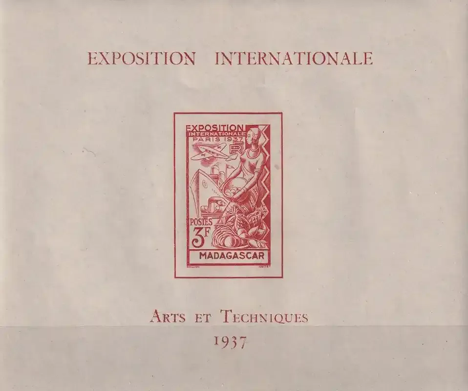 Madagascar 1937 Colonial Arts Exhibition "Souvenir Sheet" MNH(**) Madagascar 1937 Colonial Arts Exhibition "Souvenir Sheet" MNH(**)