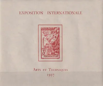Madagascar 1937 Colonial Arts Exhibition "Souvenir Sheet" MNH(**) Madagascar 1937 Colonial Arts Exhibition "Souvenir Sheet" MNH(**)