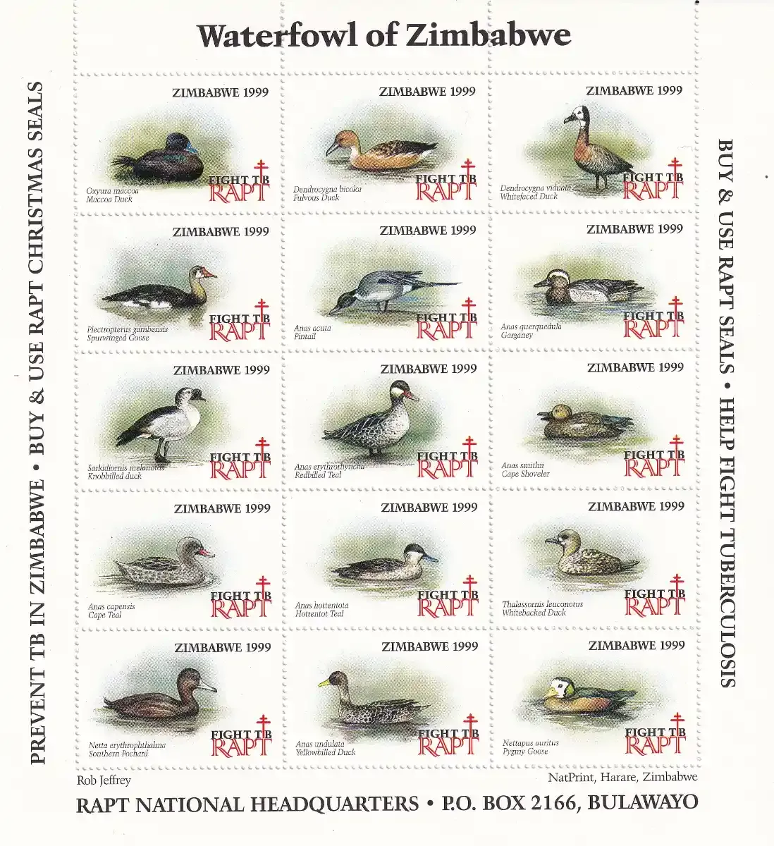 Zimbabwe 1999 RAPT "Waterfowl, Bird". Sheet. MNH(**) Zimbabwe 1999 RAPT "Waterfowl, Bird". Sheet. MNH(**)