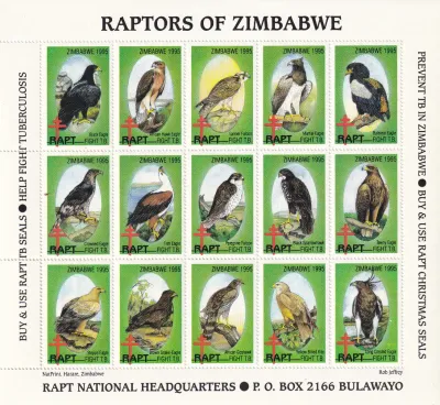 Zimbabwe 1995 RAPT "Raptors of Southern Africa", Birds Sheet. MNH(**) Zimbabwe 1995 RAPT "Raptors of Southern Africa", Birds Sheet. MNH(**)