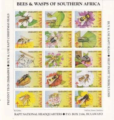 Zimbabwe 1997 RAPT "Bees & Wasps of Southern Africa", Sheet. MNH(**) Zimbabwe 1997 RAPT "Bees & Wasps of Southern Africa", Sheet. MNH(**)
