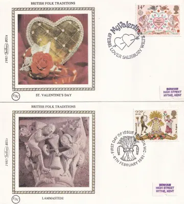 Great Britain 1981, British Folk Traditions. Set of 4 Silk Covers