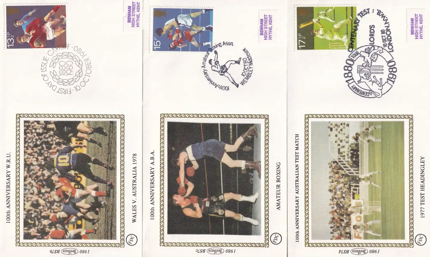 Great Britain 1980 Sport. Set of 4 Silk Covers Great Britain 1980 Sport. Set of 4 Silk Covers