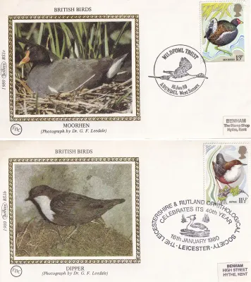 Great Britain 1980 Birds. Set of 4 Silk Covers