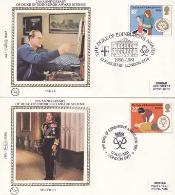 Great Britain 1981 Duke of Edinburgh. Set of 4 Silk Covers Great Britain 1981 Duke of Edinburgh. Set of 4 Silk Covers