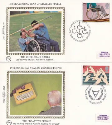 Great Britain 1981 Year of disable persons. Set of 4 Silk Covers