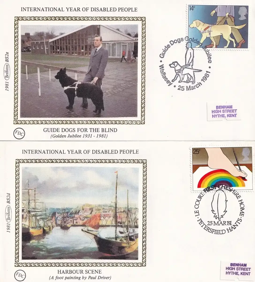 Great Britain 1981 Year of disable persons. Set of 4 Silk Covers Great Britain 1981 Year of disable persons. Set of 4 Silk Covers