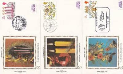Great Britain 1980, Christmas. Set of 5 Silk Covers Great Britain 1980, Christmas. Set of 5 Silk Covers
