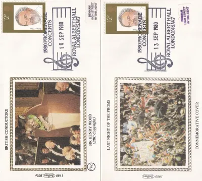 Great Britain 1980 Music Conductors. Set of 5 Silk Covers