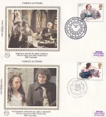 Great Britain 1980 Famous Authors. Set of 4 Silk Covers Great Britain 1980 Famous Authors. Set of 4 Silk Covers