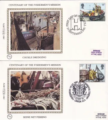 Great Britain 1981 Fishermen's Mission. Set of 4 Silk Covers