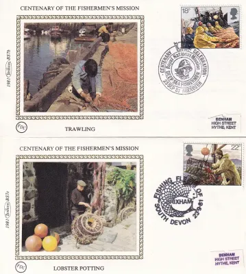 Great Britain 1981 Fishermen's Mission. Set of 4 Silk Covers Great Britain 1981 Fishermen's Mission. Set of 4 Silk Covers