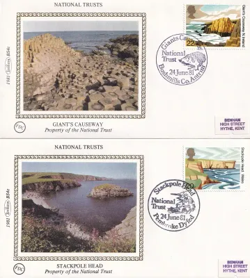 Great Britain 1981, National Trust. Set of 5 Silk Covers