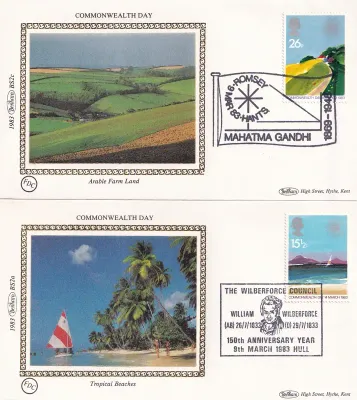 Great Britain 1983 British Commonwealth Day. Set of 4 Silk Covers