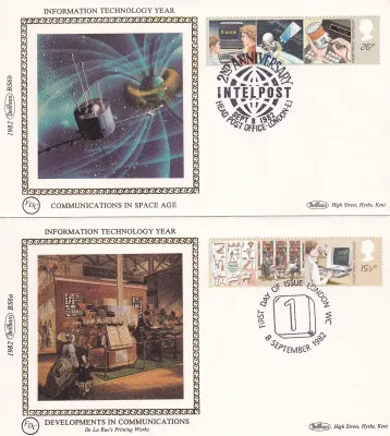 Great Britain 1982 Technology. Set of 4 Silk Covers Great Britain 1982 Technology. Set of 4 Silk Covers