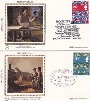 Great Britain 1982 Textiles. Set of 4 Silk Covers Great Britain 1982 Textiles. Set of 4 Silk Covers