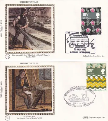 Great Britain 1982 Textiles. Set of 4 Silk Covers