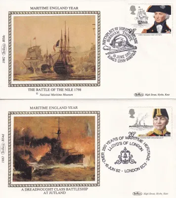 Great Britain 1982 Maritime, Ships. Set of 5 Silk Covers