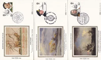 Great Britain 1982 Maritime, Ships. Set of 5 Silk Covers
