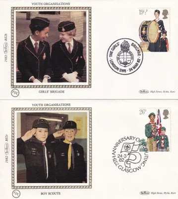 Great Britain 1982 Youth Organisations. Set of 4 Silk Covers Great Britain 1982 Youth Organisations. Set of 4 Silk Covers