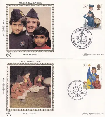 Great Britain 1982 Youth Organisations. Set of 4 Silk Covers