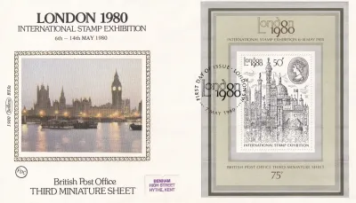 Great Britain 1980 London Stamp Exhibition. Silk Cover Great Britain 1980 London Stamp Exhibition. Silk Cover