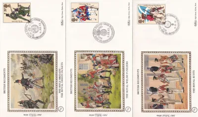Great Britain 1983 British Military Regiments. Set of 5 Silk Covers
