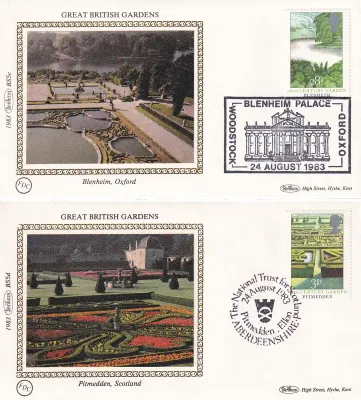 Great Britain 1983 British Gardens. Set of 4 Silk Covers