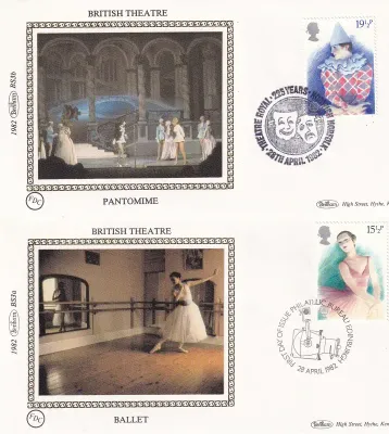Great Britain 1982 British Theatre. Set of 4 Silk Covers Great Britain 1982 British Theatre. Set of 4 Silk Covers