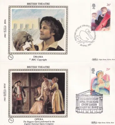 Great Britain 1982 British Theatre. Set of 4 Silk Covers