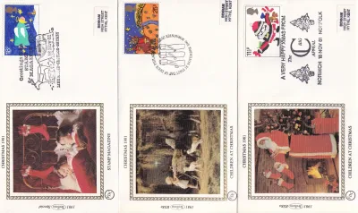 Great Britain 1981 Christmas. Set of 4 Silk Covers Great Britain 1981 Christmas. Set of 4 Silk Covers