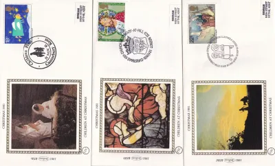 Great Britain 1981 Christmas. Set of 4 Silk Covers