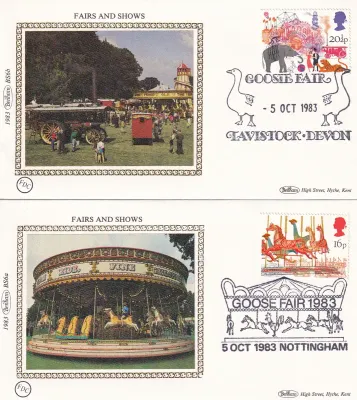 Great Britain 1983 Fairs and Shows. Set of 4 Silk Covers